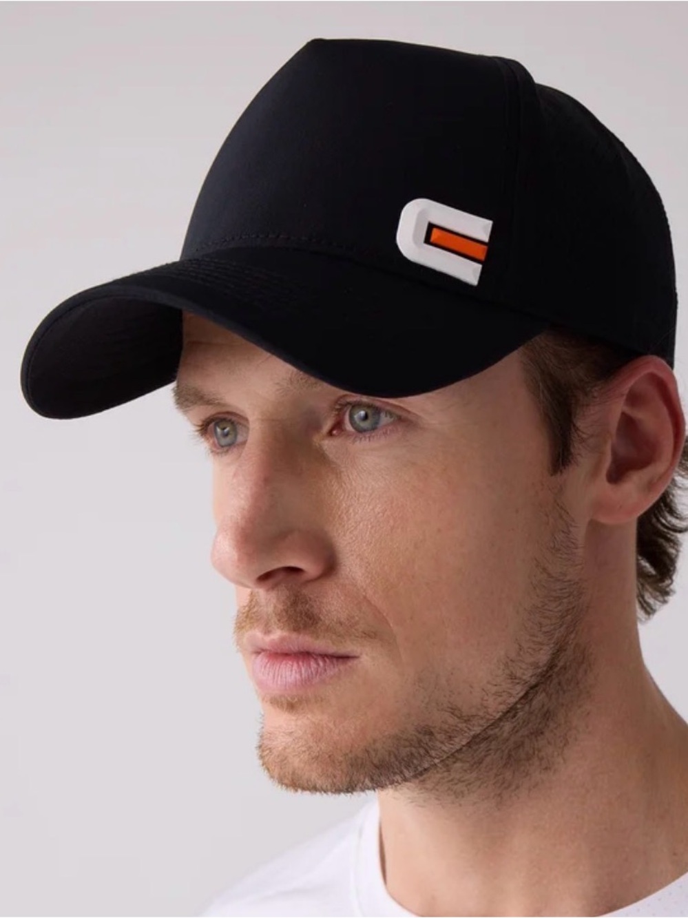 Men's Centerline Black Cap with Orange Accent - Branded Performance Baseball Hat